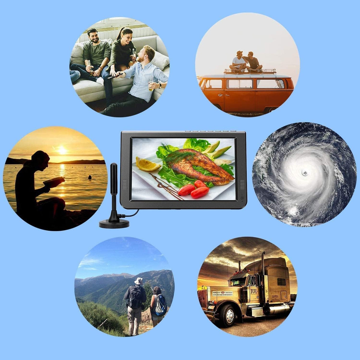 10.6 inch Portable TV with Rechargeable Battery, Built-in ATSC Digital Tuner U38972