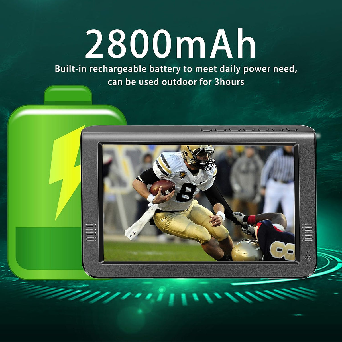 10.6 inch Portable TV with Rechargeable Battery, Built-in ATSC Digital Tuner U38972