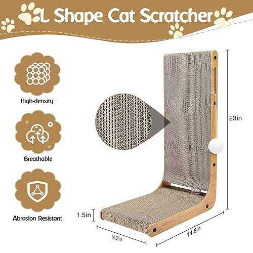 L-Shaped Cat Scratching Pad with Toy Balls D309