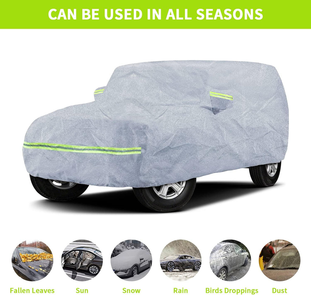 7 Layers Car Cover with Windproof Strap & Driver Door Zipper S8912