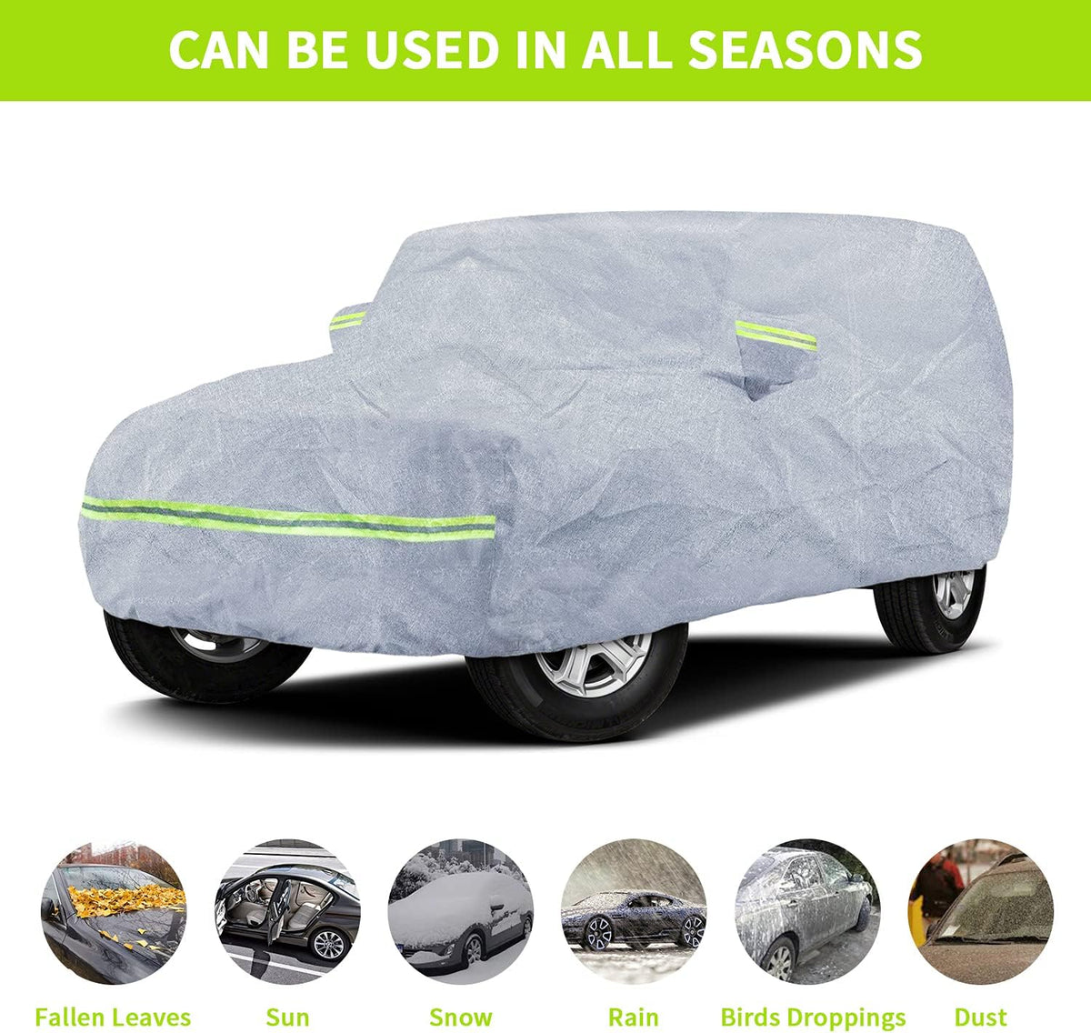 7 Layers Car Cover with Windproof Strap & Driver Door Zipper S8912