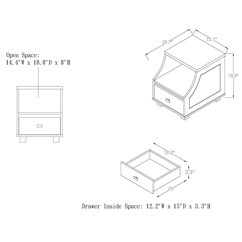 Modern Walnut 1-Drawer Storage End Table N85110