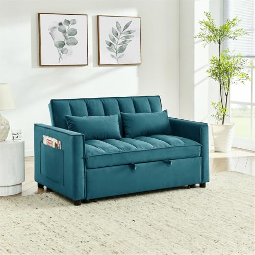 Black Velvet Convertible Sleeper Sofa Bed R38616