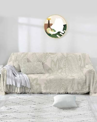 Beige Floral Sofa Cover 71"x102" M836