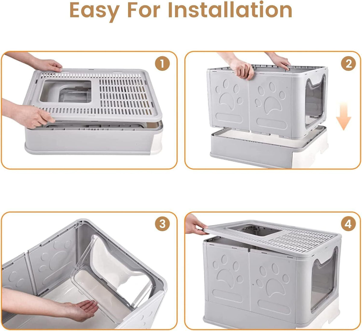 16.14" Foldable Enclosed Cat Litter Box with Lid C8113