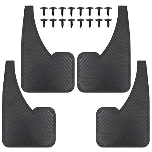 Black Rubber Mud Flaps (4 Pack) with Fastener Rivet Clips B747566