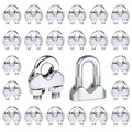 3/16 Inches 304 Stainless Steel Wire Rope Clip 24PCS I932173