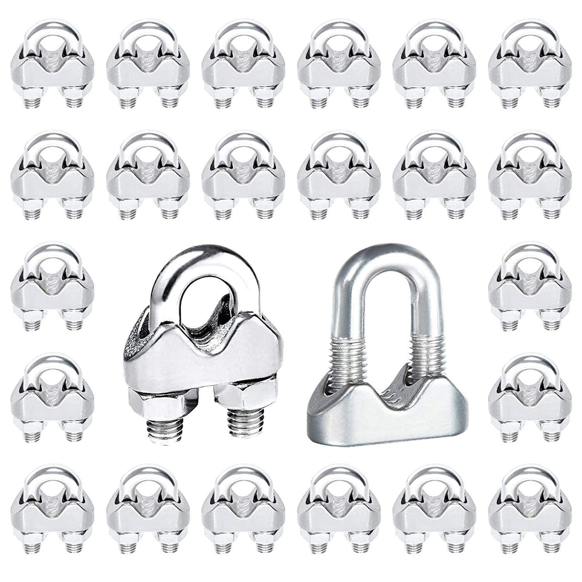 3/16 Inches 304 Stainless Steel Wire Rope Clip 24PCS I932173