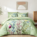 Sage Green King Floral Comforter Set with Sheets and Pillowcases R339