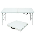 4ft White Plastic Folding Table with Carry Handle Y25052