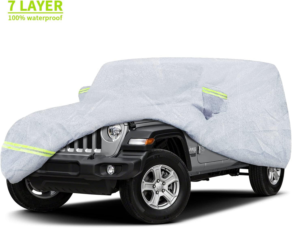 7 Layers Car Cover with Windproof Strap & Driver Door Zipper S8912