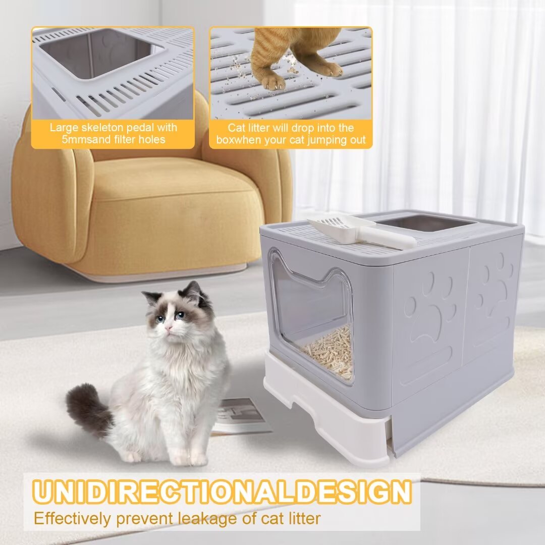 16.14" Foldable Enclosed Cat Litter Box with Lid C8113