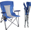 Oversized Folding Camping Chairs with Hard Armrests and Cup Holder O89811