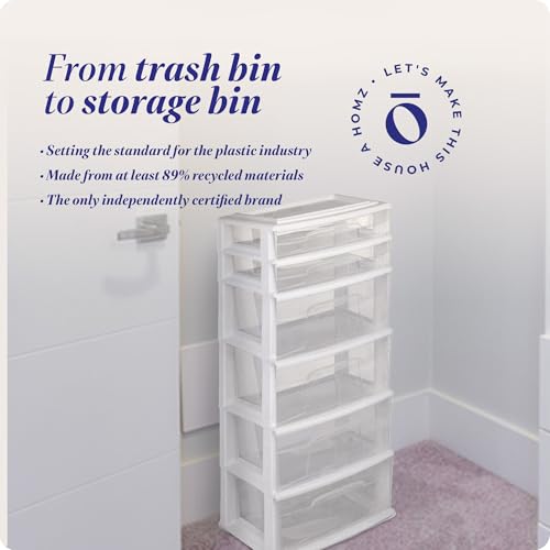 White 6-Tier Clear Plastic Storage Drawer Tower S451264