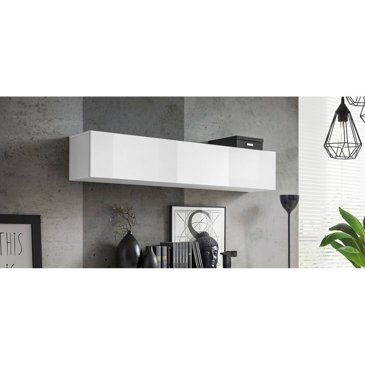 White Wall-Mounted Shelf Cabinet O135