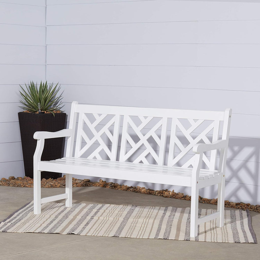 White Acacia Wooden Bench C31258