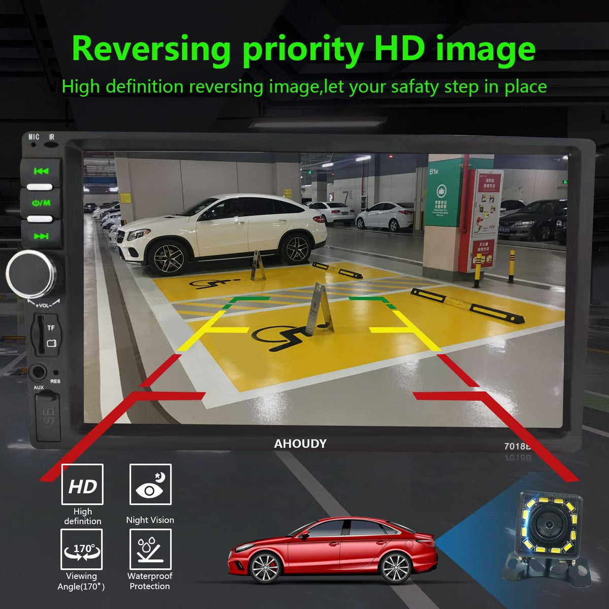 Double Din Car Stereo with Bluetooth and Backup Camera Q658