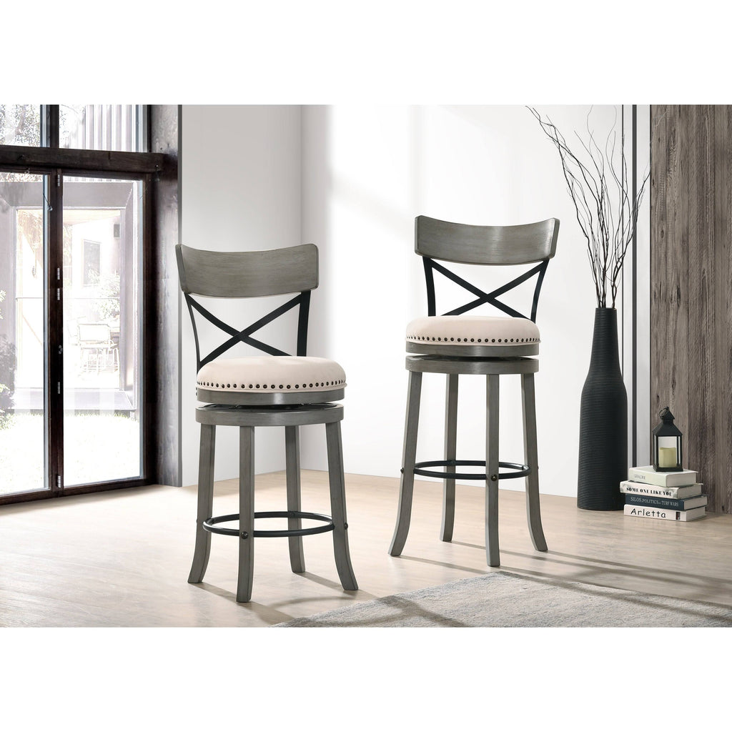 Light Grey Swivel Barstools Set of 2 P4808