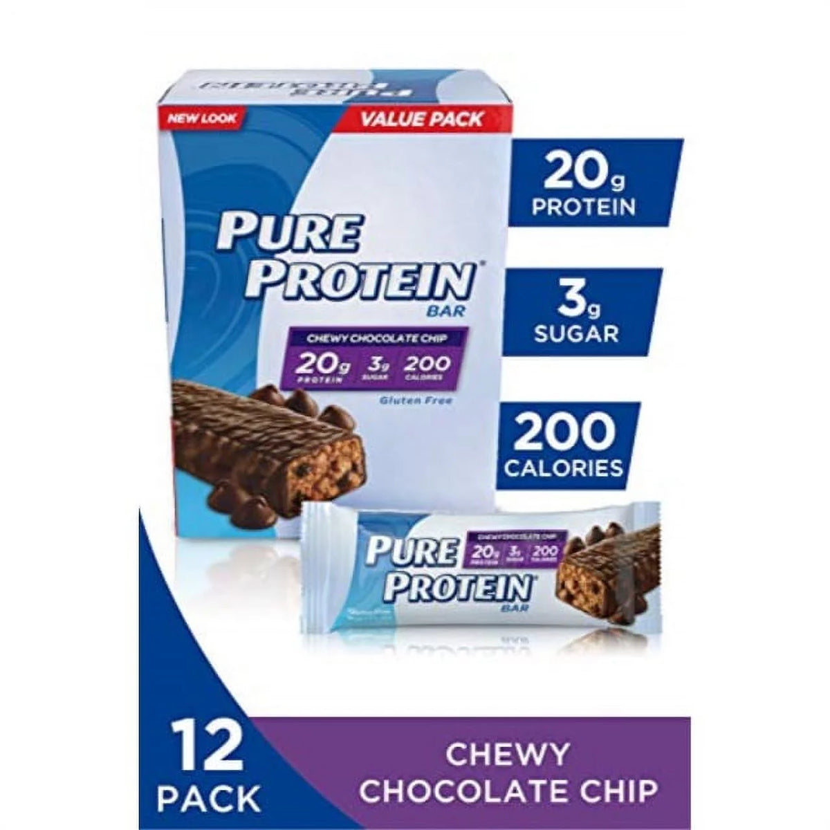 Chewy Chocolate Chip Protein Bars, 1.76oz, 12 Pack X164528