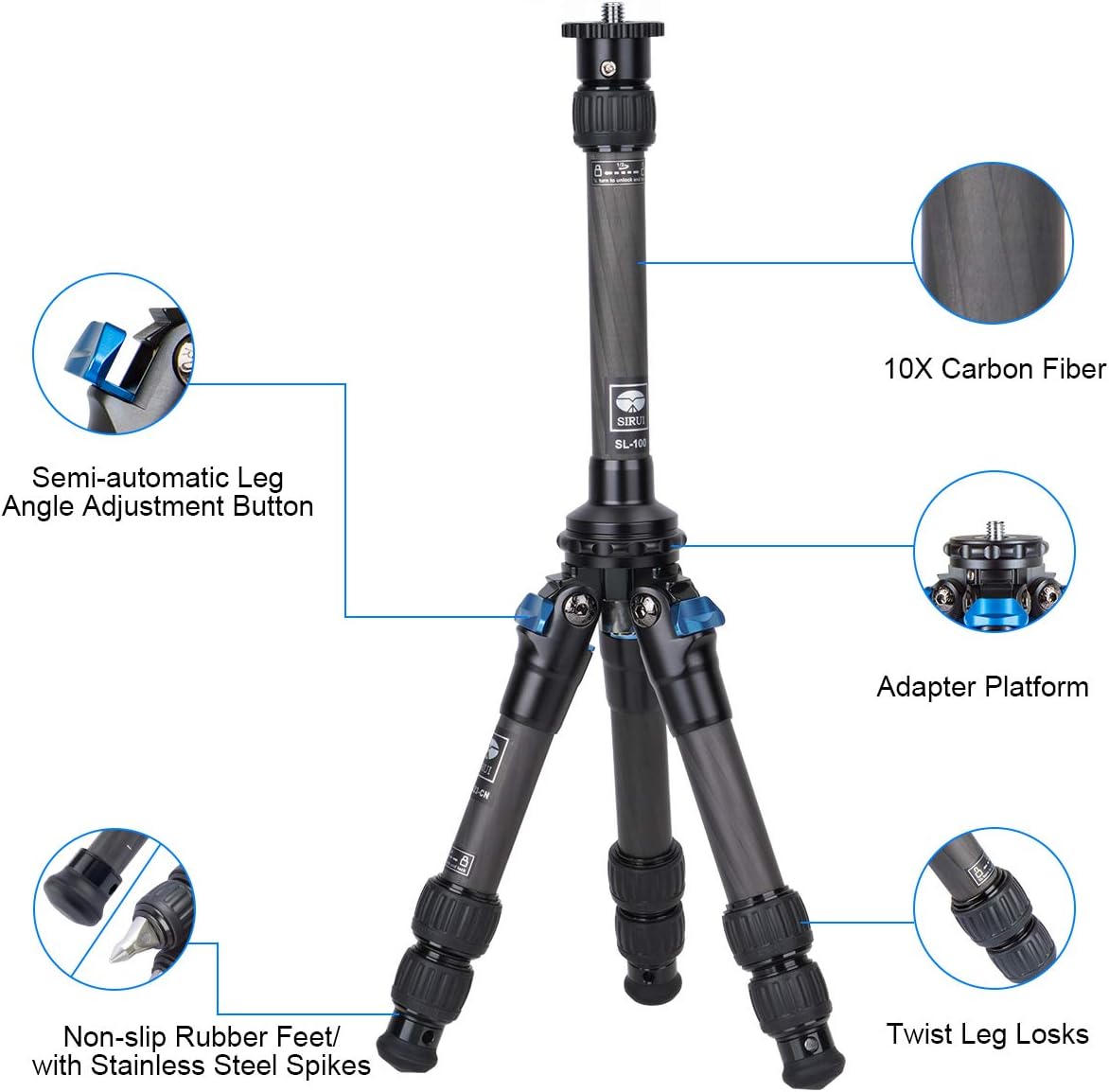Carbon Fiber Mini Tripod with Center Column I93201