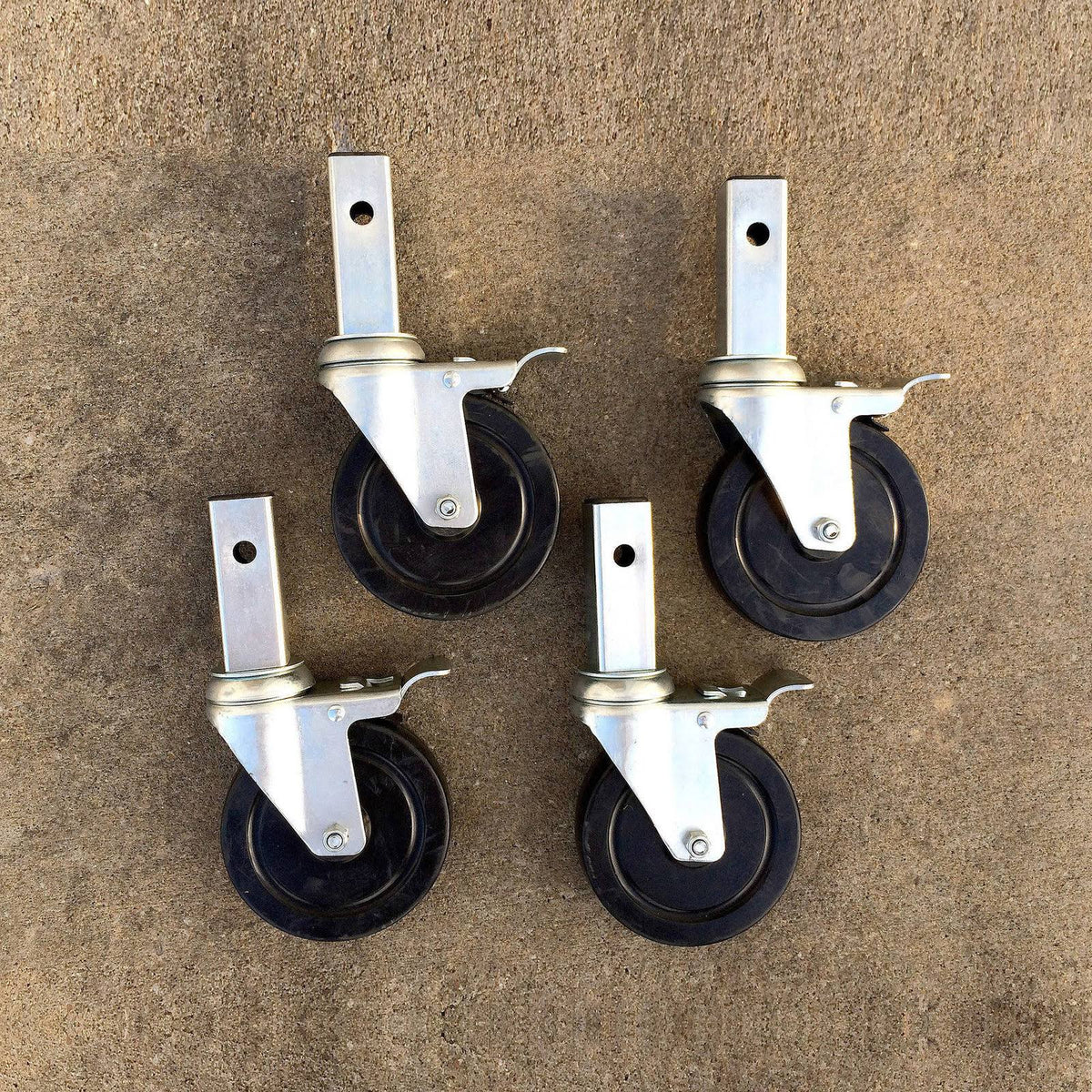 Heavy-Duty Hard Rubber Locking Caster Set of 4 L45402