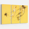Owl and Rooster Oil Painting Print Multi-Piece Wrapped Canvas M853