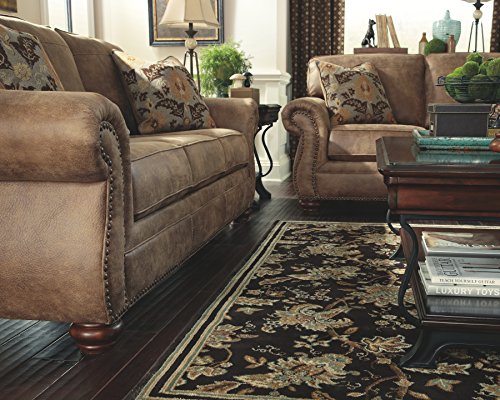 Gray Faux Leather Sofa with Nailhead Trim and 4 Accent Pillows P991