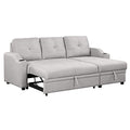 80.3" Linen Fabric 3 Seater Sofa Bed with Storage Chaise B9877