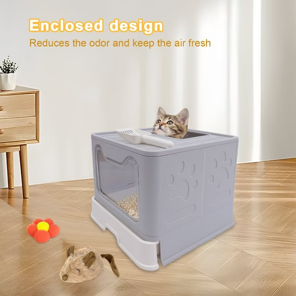 16.14" Foldable Enclosed Cat Litter Box with Lid C8113