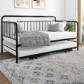 Black Metal Twin Daybed with Pop Up Trundle Bed B2797