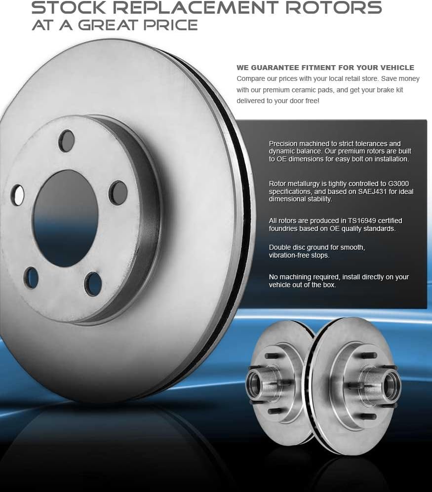 Vented 5 Lug Brake Rotors Pack of 2 X66358