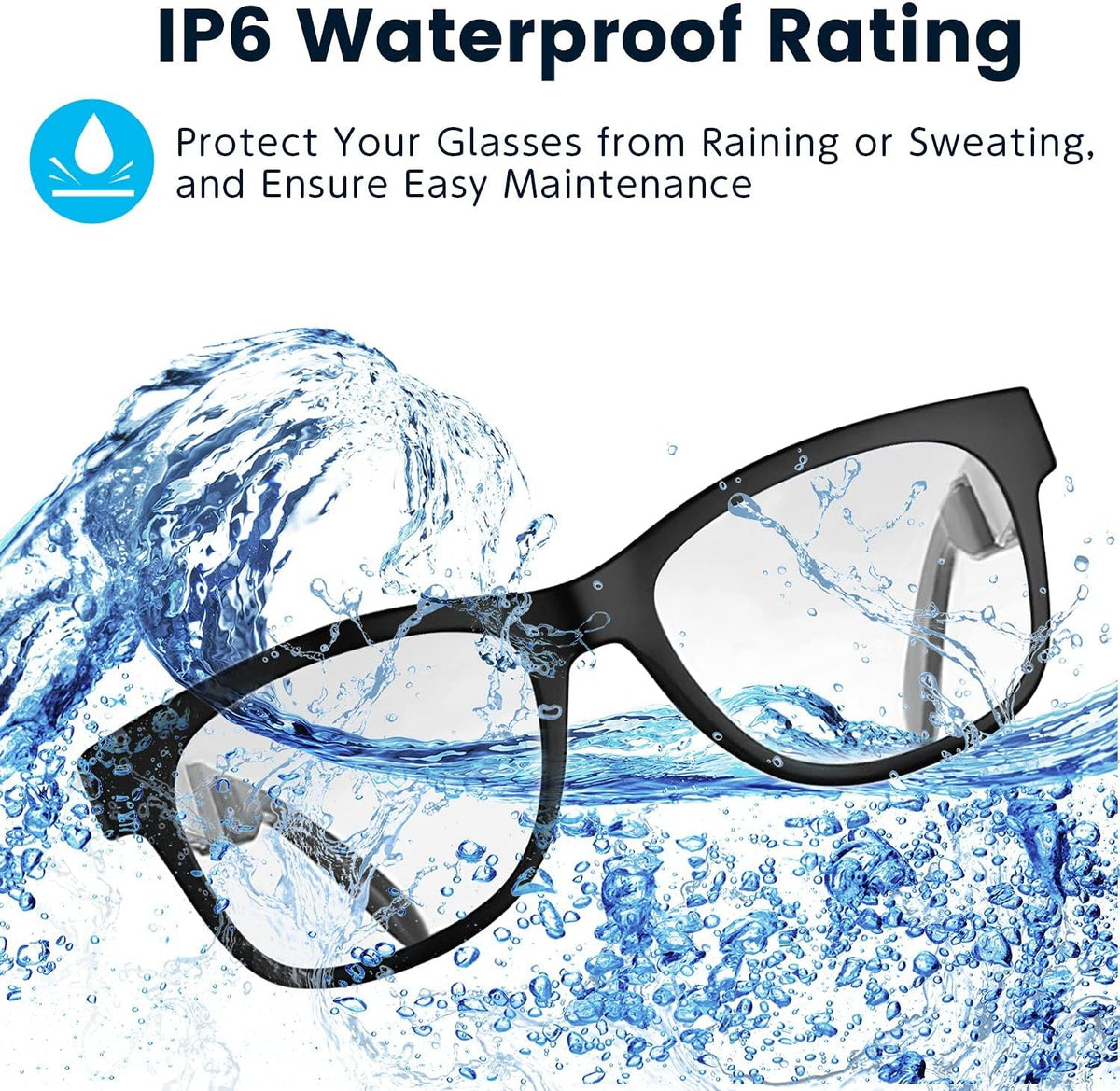 Bone Conduction Glasses Open-Ear Headphones Bluetooth Photochromic Sunglasses Anti Blue Ray IP6 Waterproof Audio Glasses B585414