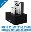 USB 3.0 to SATA Dual Bay External Hard Drive Docking Station for 2.5 or 3.5in HDD SSD with Hard Drive Duplicator Cloner Function 10TB Support Pack of 2 B9013