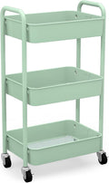 3-Tier Rolling Metal Storage Organizer Cart with Caster Wheels, White I845