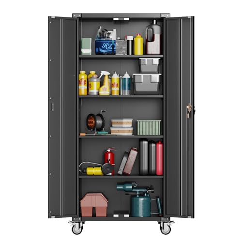 71" Tall Metal Storage Cabinet with 5 Tier Shelves and Locking Doors R733
