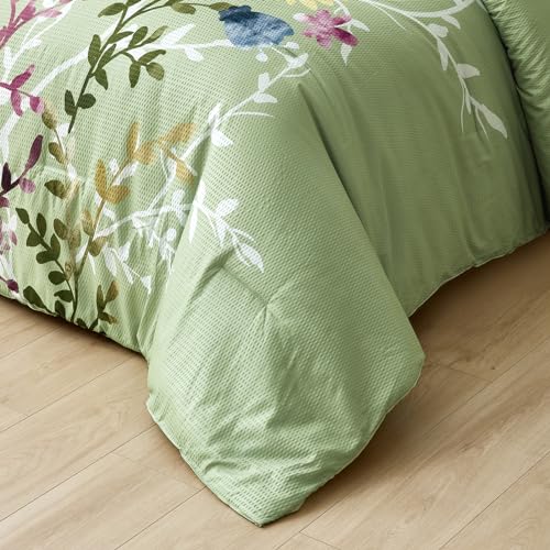 Sage Green King Floral Comforter Set with Sheets and Pillowcases R339