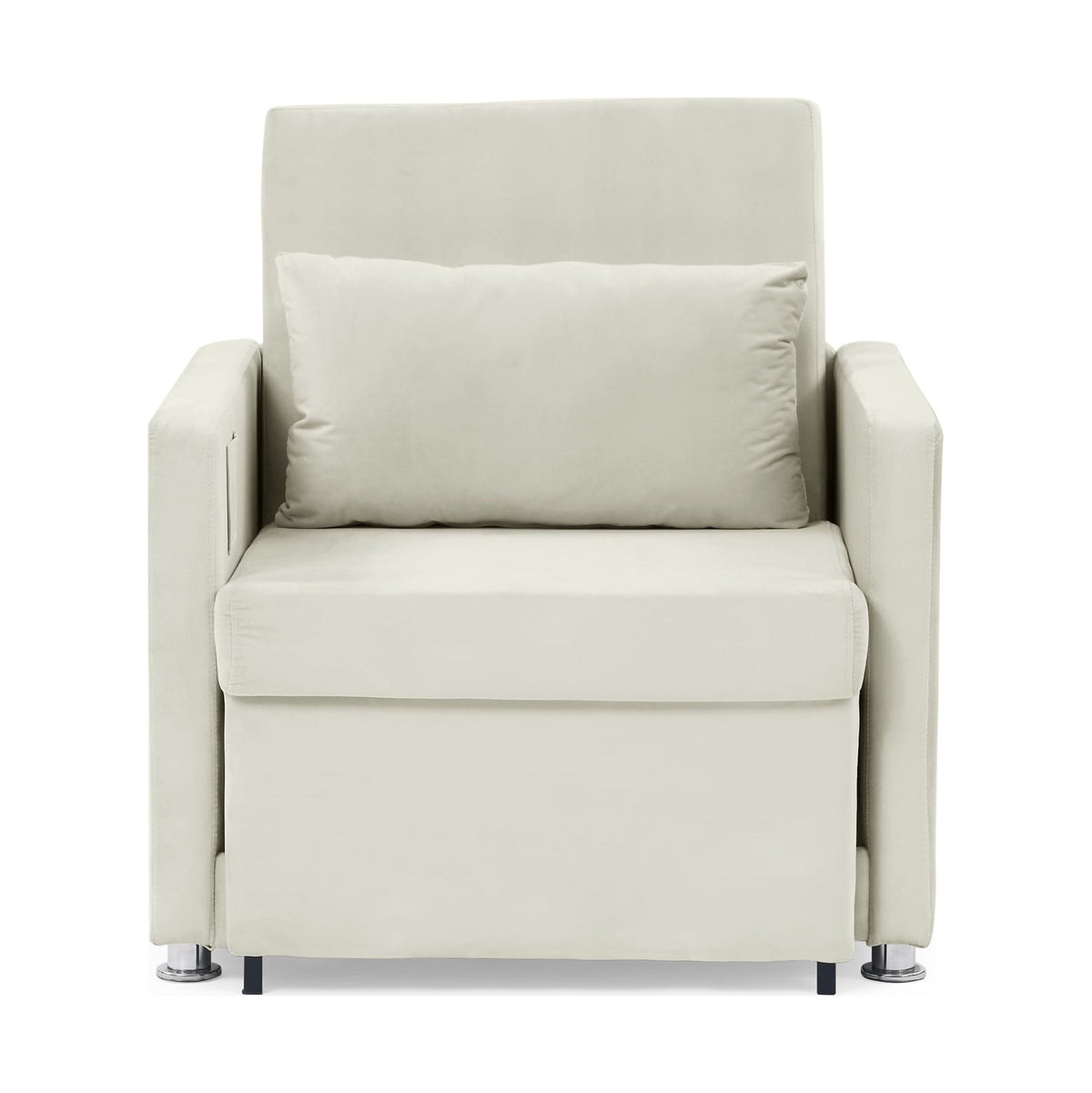 Beige Velvet Convertible Chair Bed B491