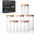 Set of 6 Airtight Borosilicate Glass Storage Jars with Bamboo Lids, 2 Sizes A592178