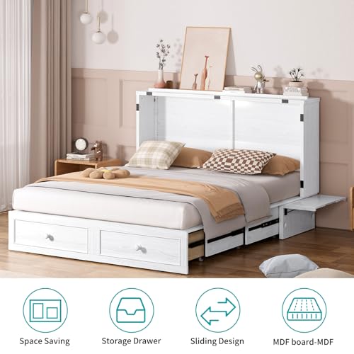 Queen Cabinet Cube Chest Bed with Tri-fold Mattress U31259