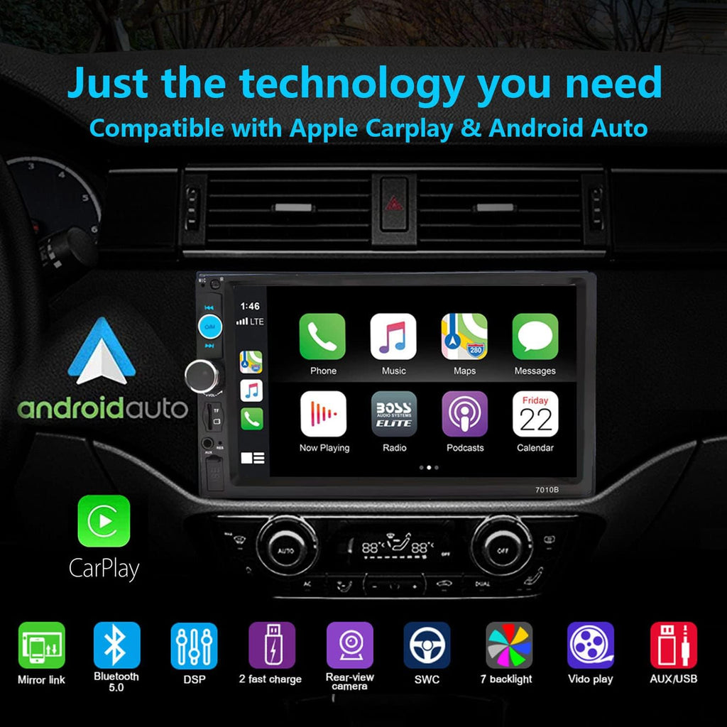 Double Din Car Stereo with Bluetooth and Backup Camera Q658