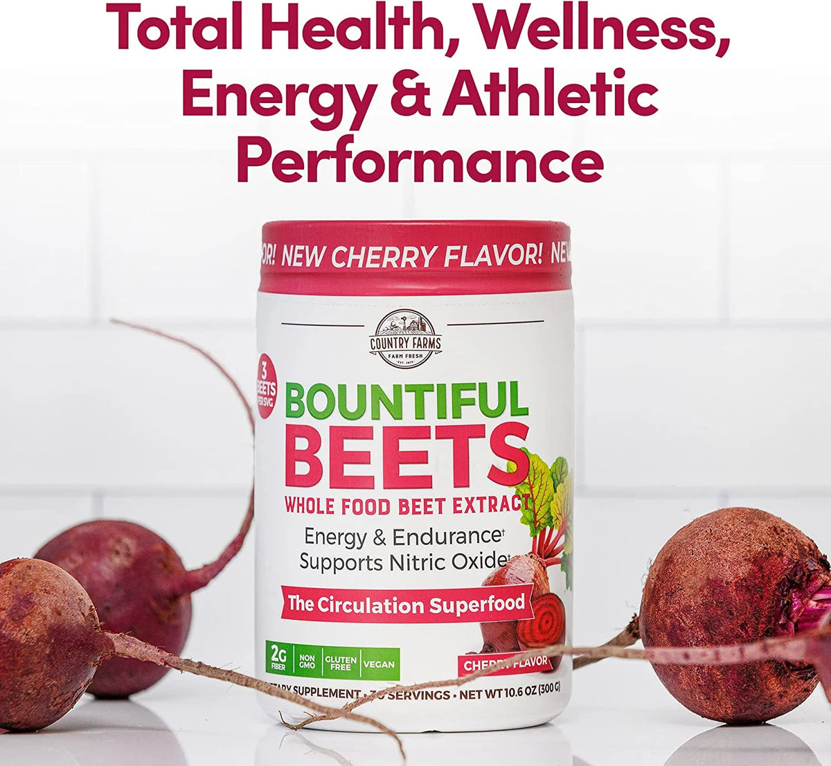 Cherry Flavor Wholefood Beet Extract Superfood, 30 Servings V776268