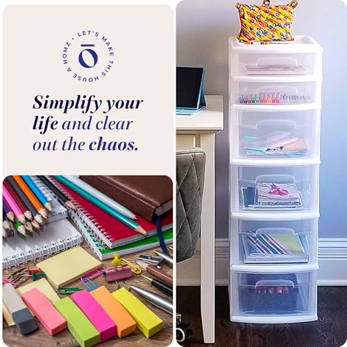 White 6-Tier Clear Plastic Storage Drawer Tower S451264
