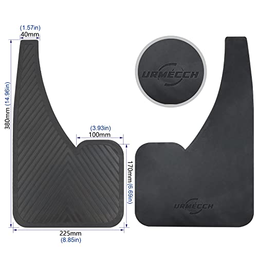 Black Rubber Mud Flaps (4 Pack) with Fastener Rivet Clips B747566