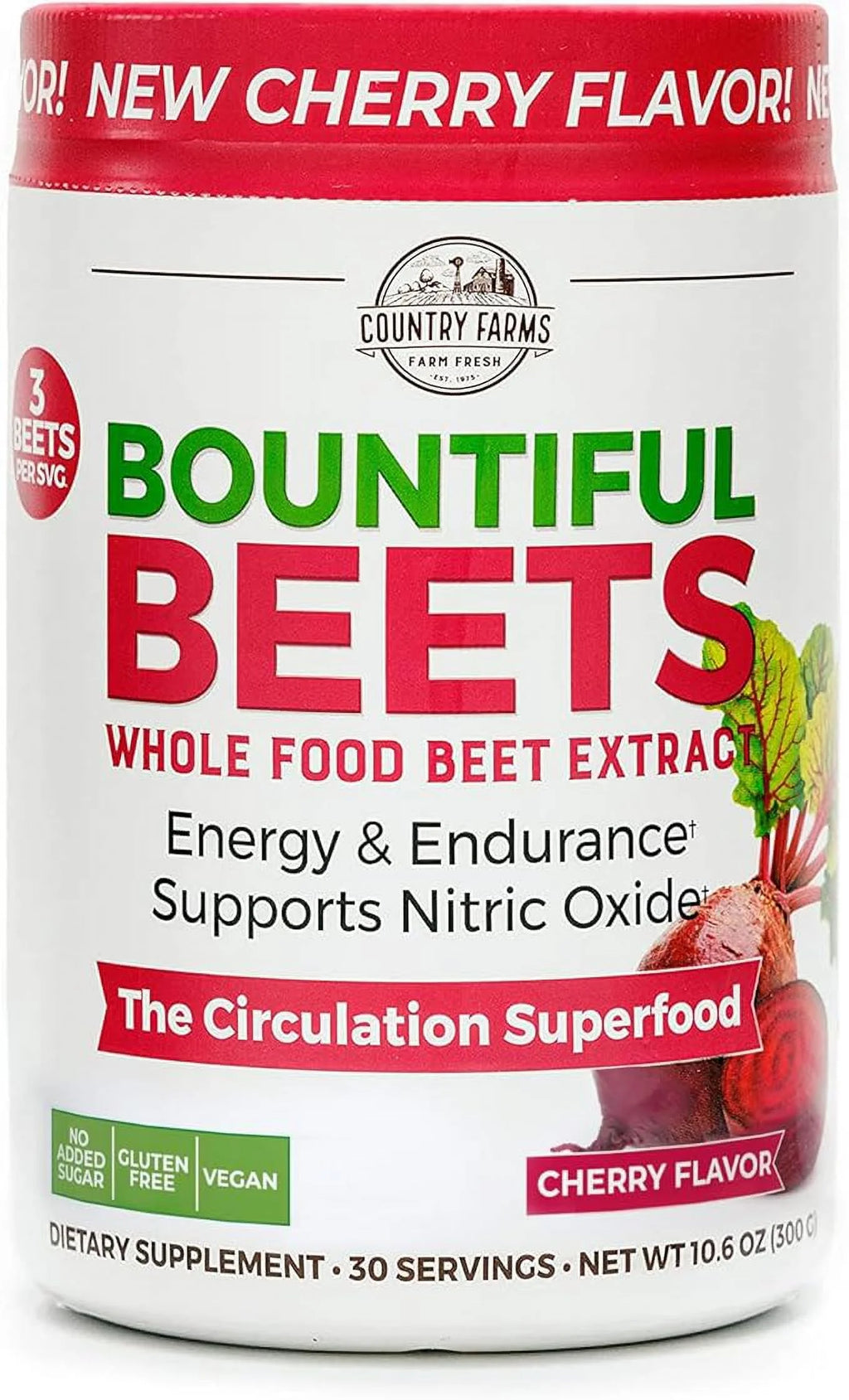 Cherry Flavor Wholefood Beet Extract Superfood, 30 Servings V776268