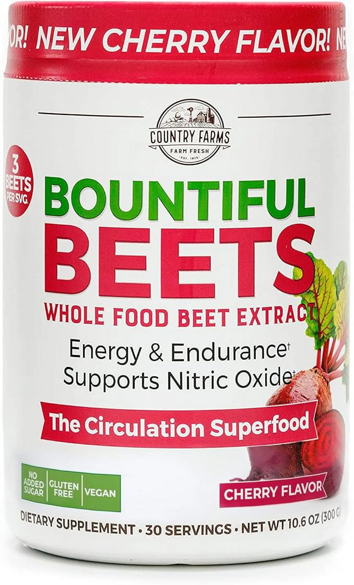 Cherry Flavor Wholefood Beet Extract Superfood, 30 Servings V776268