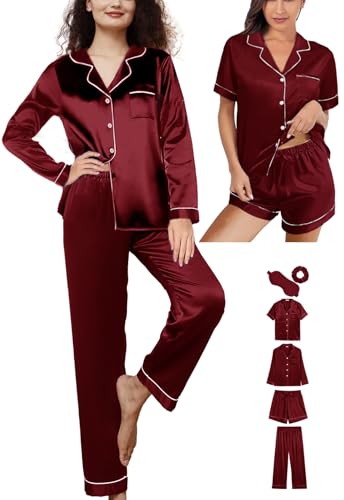 6Pcs Silk Satin Pajamas Set Z7669