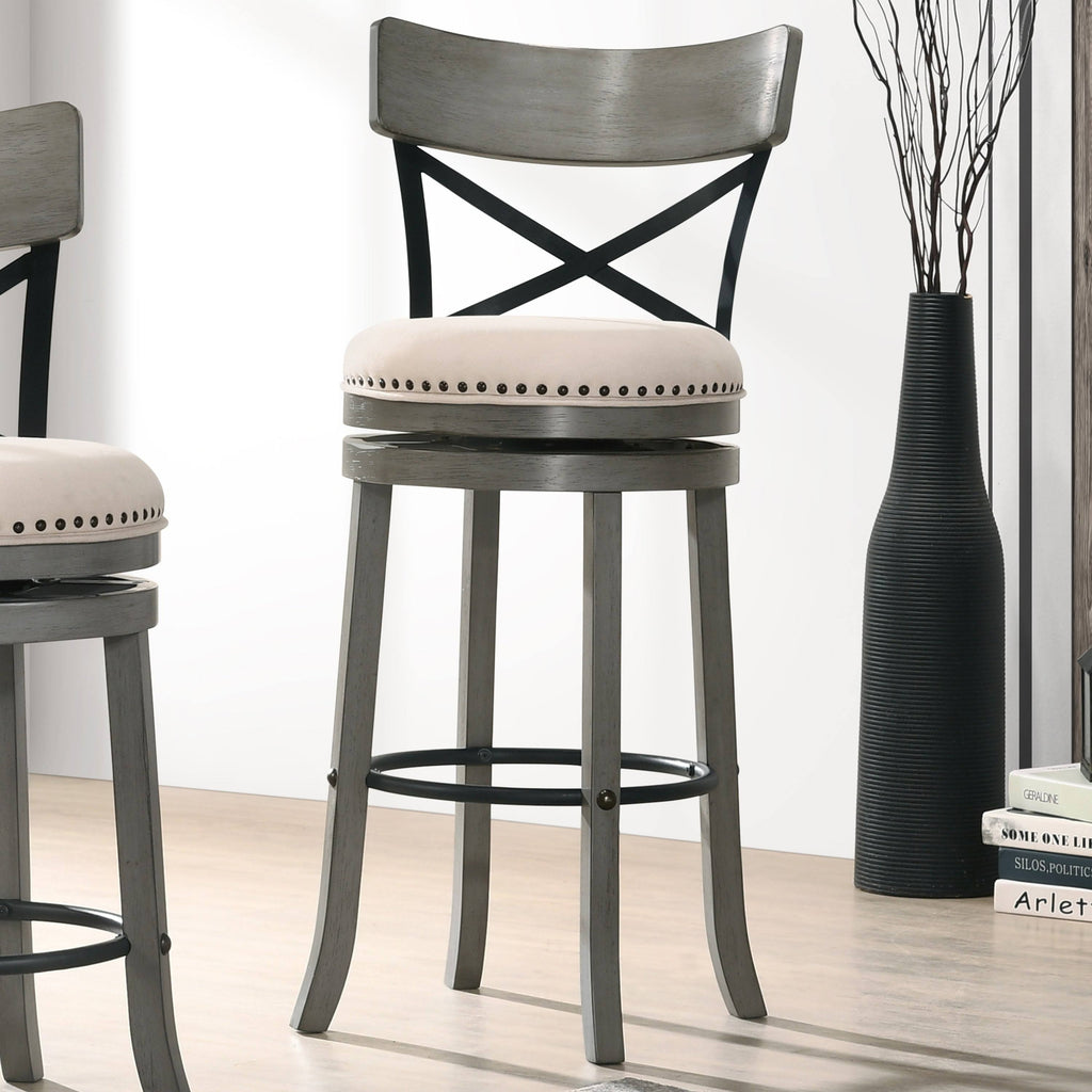Light Grey Swivel Barstools Set of 2 P4808