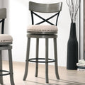 Light Grey Swivel Barstools Set of 2 P4808