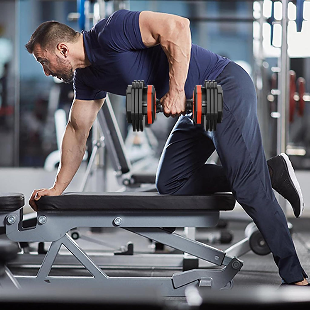 55LB 5 in 1 Single Adjustable Dumbbell with Anti-Slip Metal Handle, Black Y65314