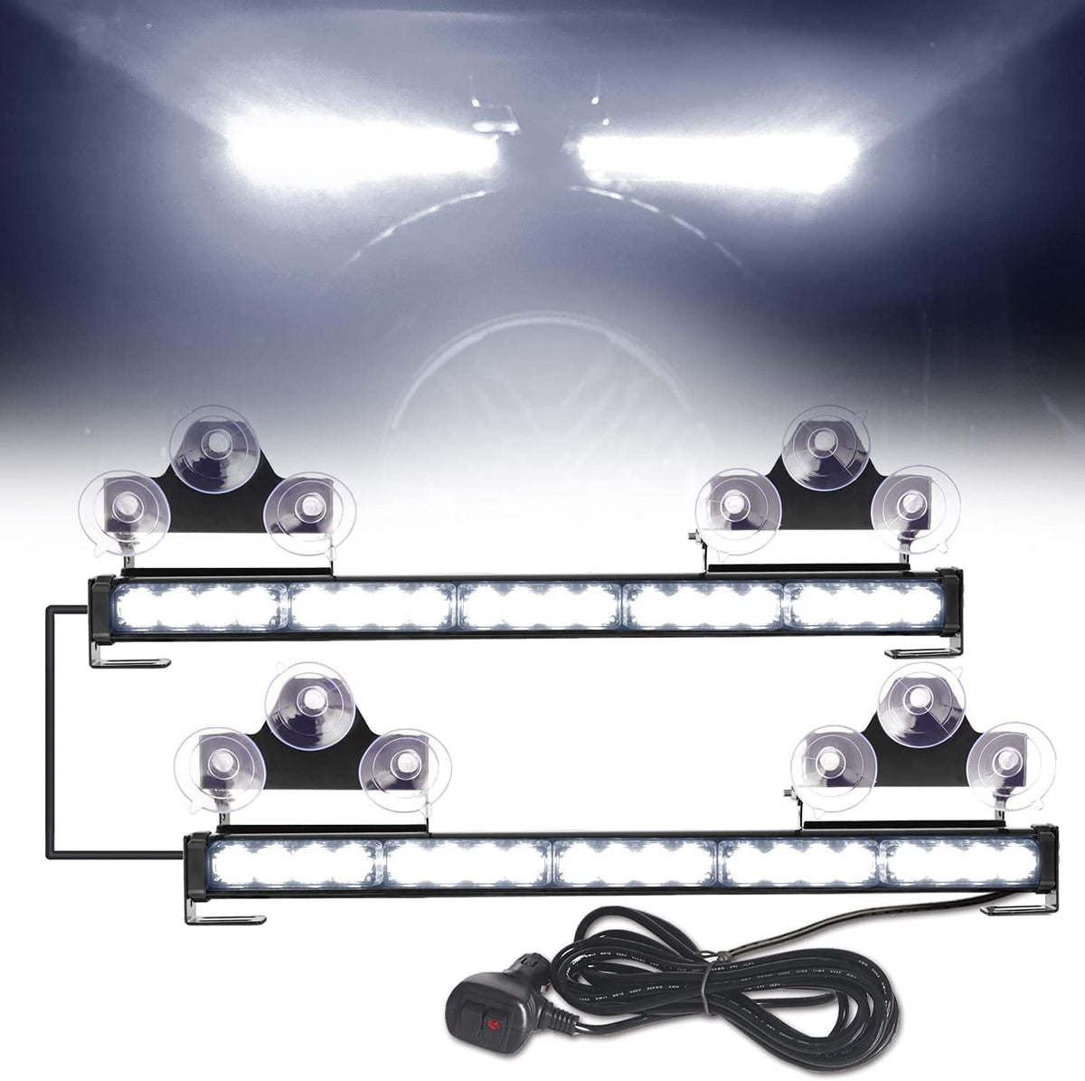2 in 1 Emergency Flashing LED Traffic Advisor Strobe Light Bar Amber/White A279